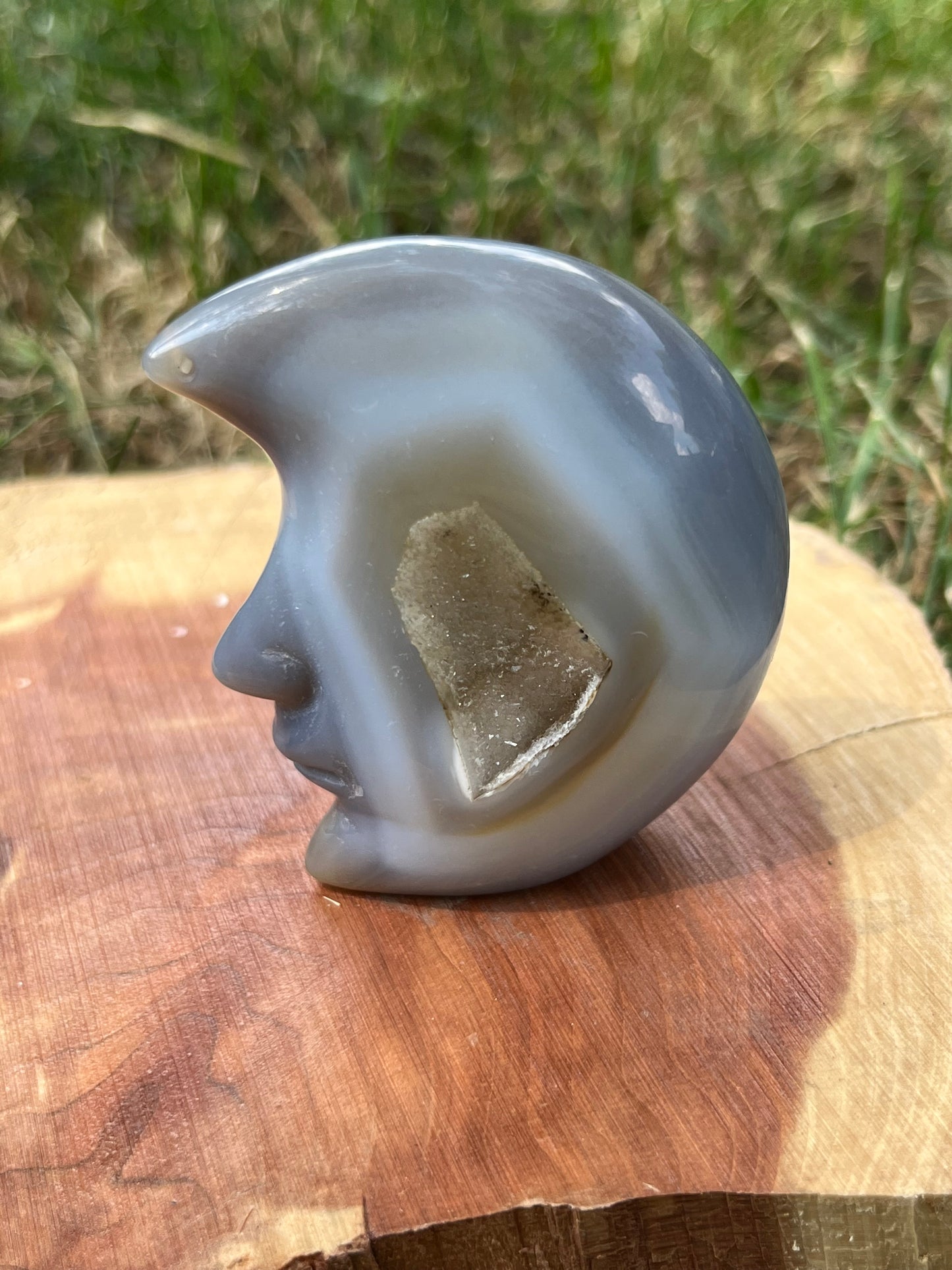 Standing Druzy Agate Moon Face